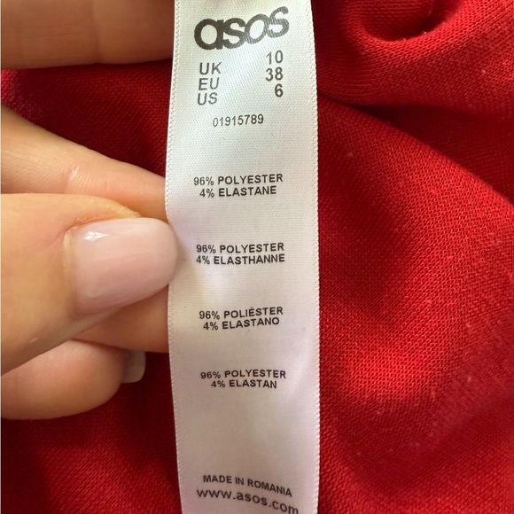 ASOS Red Deep V-neck 3/4 Sleeve Midi Dress - Picture 6 of 12